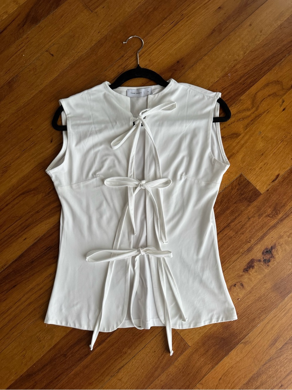Femme Society Tie-front Vest Sleeveless White Top